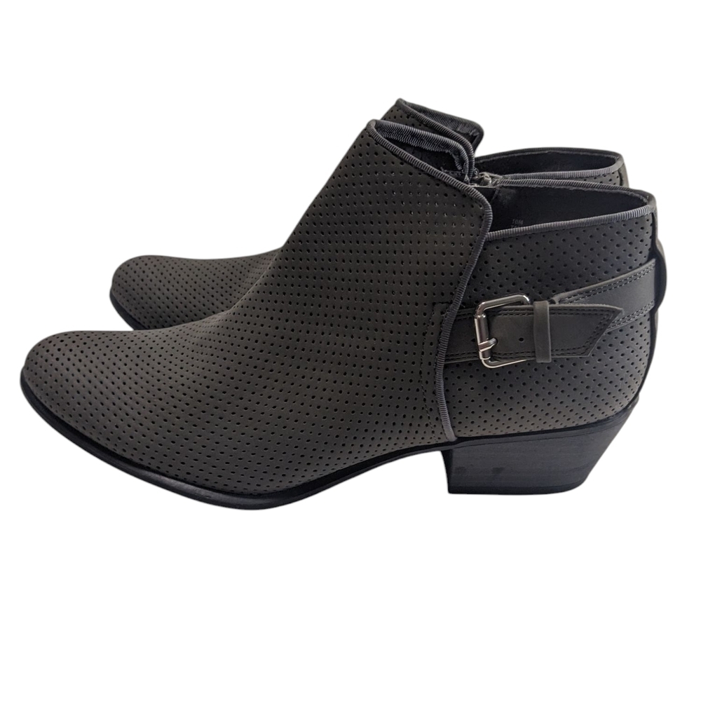 Esprit Women's Gray Vegan Ankle Booties with Decorative Buckle Size 10